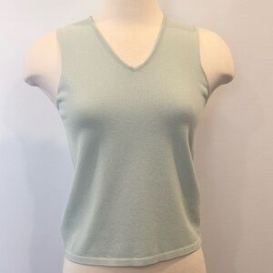 Emporio Armani Vintage Stretch Knit Pale Green Sweater Shell Sleeveless Top 42